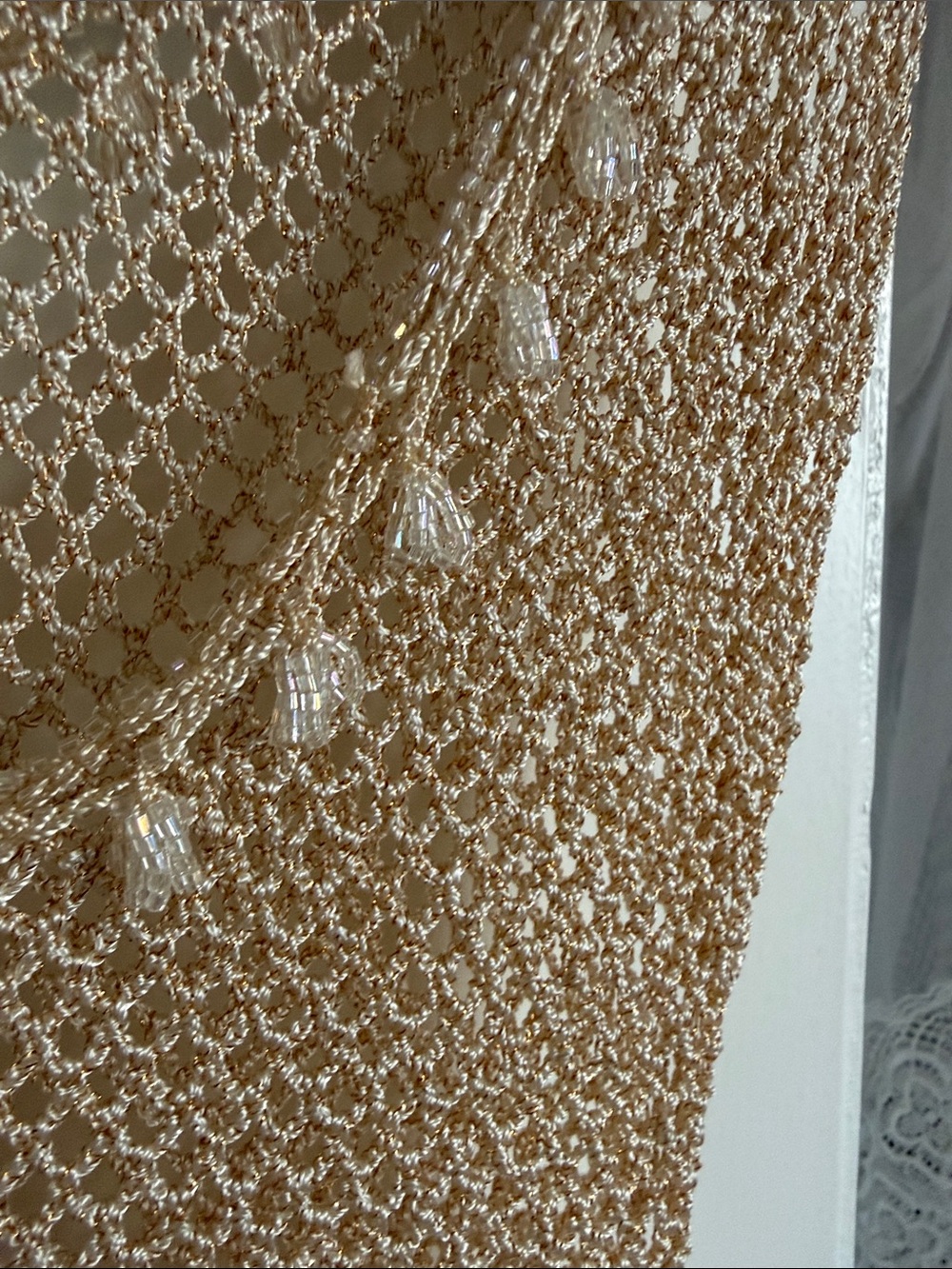 Mirror Palais Beige Beaded Crystal Crochet Dress in Champagne - Picture 8 of 9